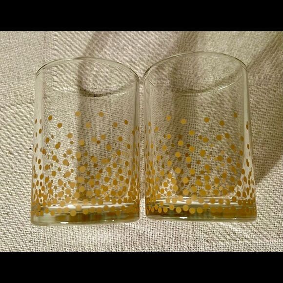 Set Of 2 MCM Cool Cocktail Glasses W Gold Dots TMD Holdings. Beautiful Glassware - Picture 2 of 6